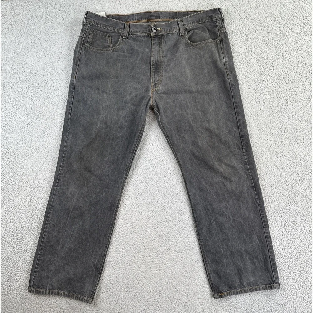 Levi's 569 Loose Fit Straight Leg Jeans Men 42x32 Grey Flap Pocket Work Preppy